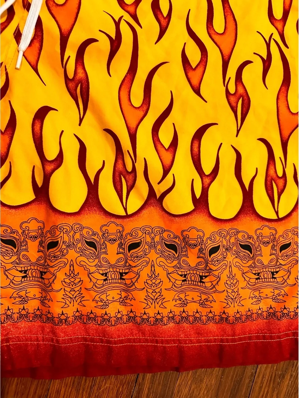 Vintage Y2K 90s Flaming Yellow Board Swim Shorts